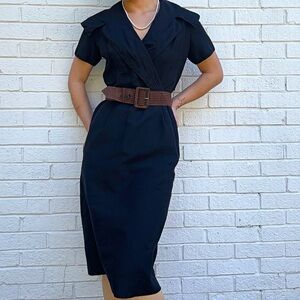 True Vintage 1940s 1950s Carol Craig NY Black Dress XS/S